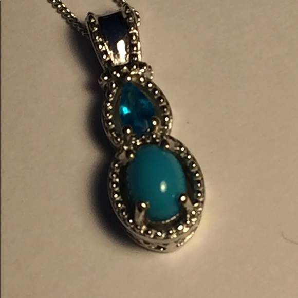 Arizona Sleeping Beauty Turquoise Set in sterling - Picture 2 of 7